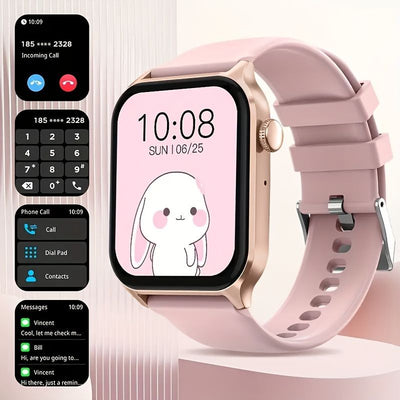 Smart Watch 1.83-Inch Screen Wireless Call Wireless Music Voice Control Sports - Pink - Size 001
