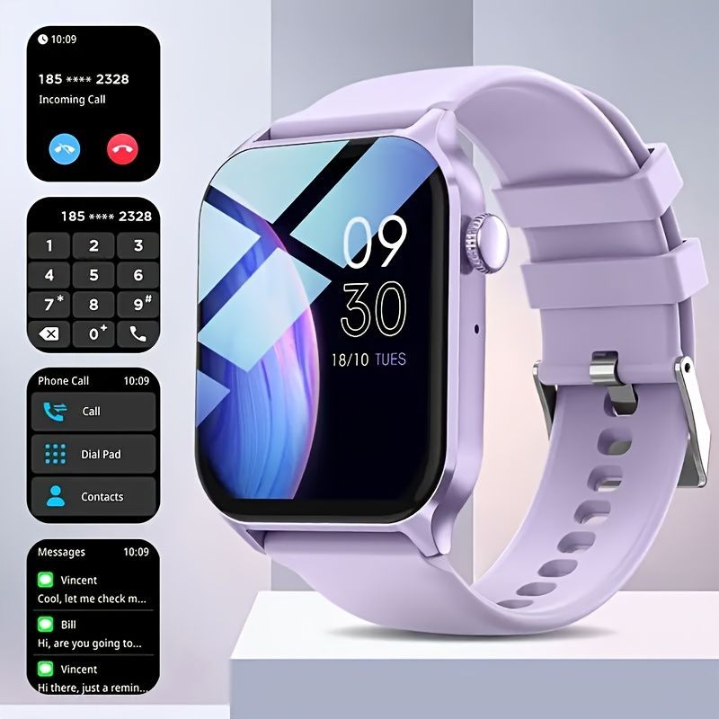 Smart Watch 1.83-Inch Screen Wireless Call Wireless Music Voice Control Sports - Purple - Size 001