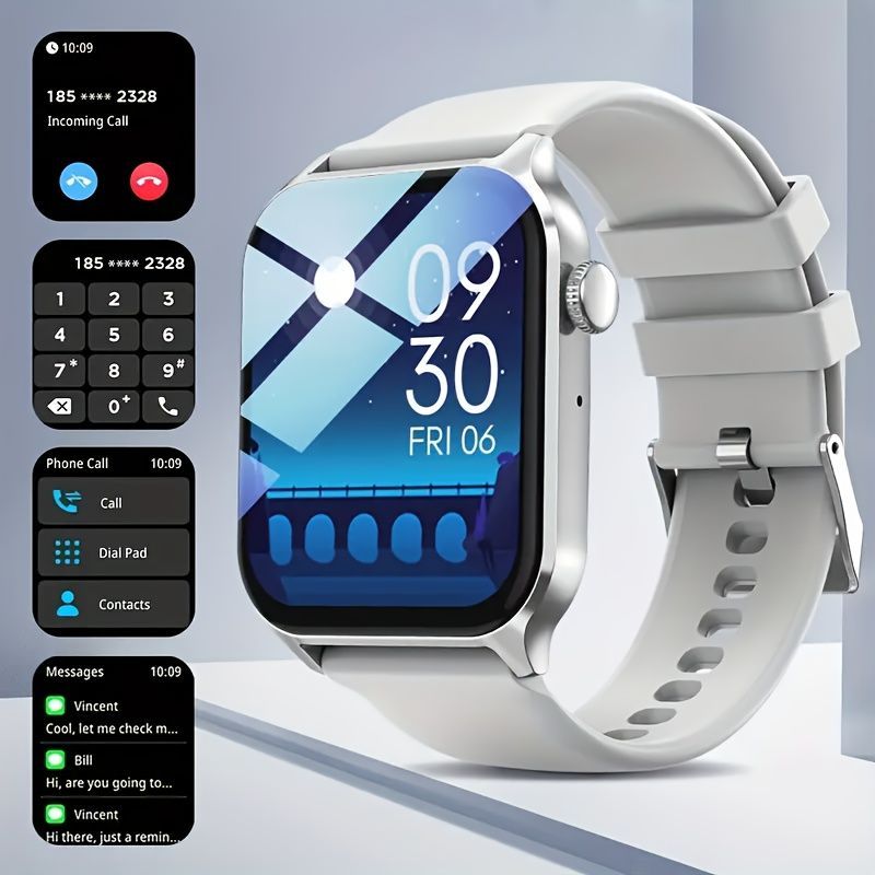 Smart Watch 1.83-Inch Screen Wireless Call Wireless Music Voice Control Sports - White - Size 001