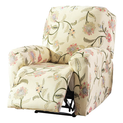 Recliner Cover Anti Scratch Lazy Recliner Chair Cover Protective Stretching Printed Reclining Chair Cover Sofa Slipcovers Convenient Elastic Reclining Chair Slipcover for Home - Beige - Size Two-seater