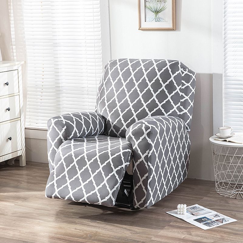 Recliner Cover Anti Scratch Lazy Recliner Chair Cover Protective Stretching Printed Reclining Chair Cover Sofa Slipcovers Convenient Elastic Reclining Chair Slipcover for Home - Gray - Size One-seater