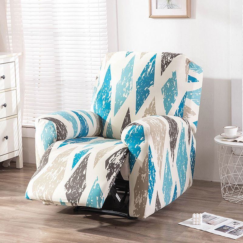 Recliner Cover Anti Scratch Lazy Recliner Chair Cover Protective Stretching Printed Reclining Chair Cover Sofa Slipcovers Convenient Elastic Reclining Chair Slipcover for Home - Sky Blue - Size Two-seater