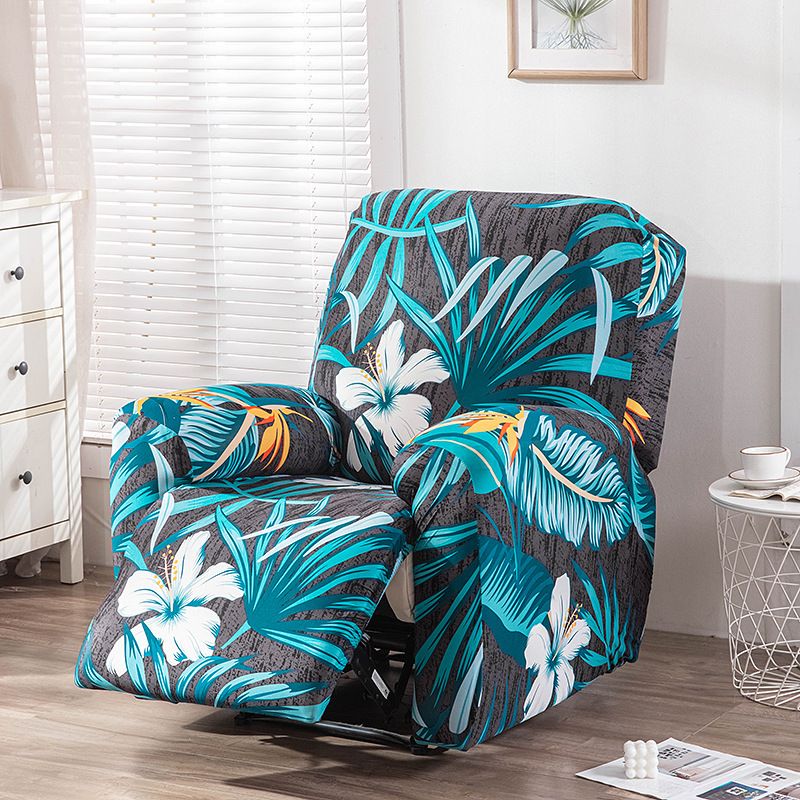 Recliner Cover Anti Scratch Lazy Recliner Chair Cover Protective Stretching Printed Reclining Chair Cover Sofa Slipcovers Convenient Elastic Reclining Chair Slipcover for Home - Turquoise - Size One-seater