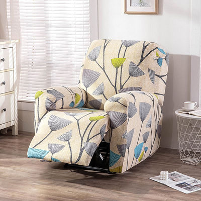 Recliner Cover Anti Scratch Lazy Recliner Chair Cover Protective Stretching Printed Reclining Chair Cover Sofa Slipcovers Convenient Elastic Reclining Chair Slipcover for Home - Yellow - Size Two-seater