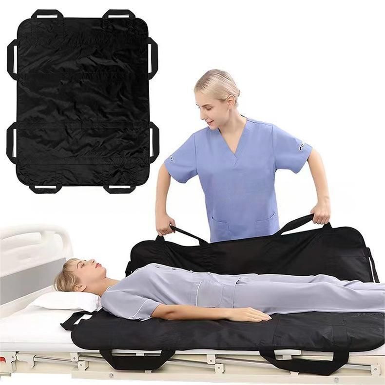 Positioning Bed Pad with Handles,48" × 40" Transfer Sheet for Repositioning,Turning and Lifting,Washable Positioning Bed Pads for Elderly,Patient,Handicap,Caregiver - Black - Size 1 pack