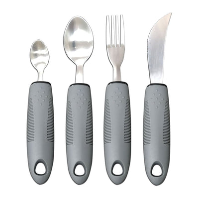 Adaptive Utensils, Weighted Utensils for Hand Tremors, Utensils for Parkinsons Patients,Elderly,Arthritis,Weak Hand Grip,Tremors & Handicapped. Stainless Steel Knife,Fork and Spoons Set - Gray - Size 4pcs