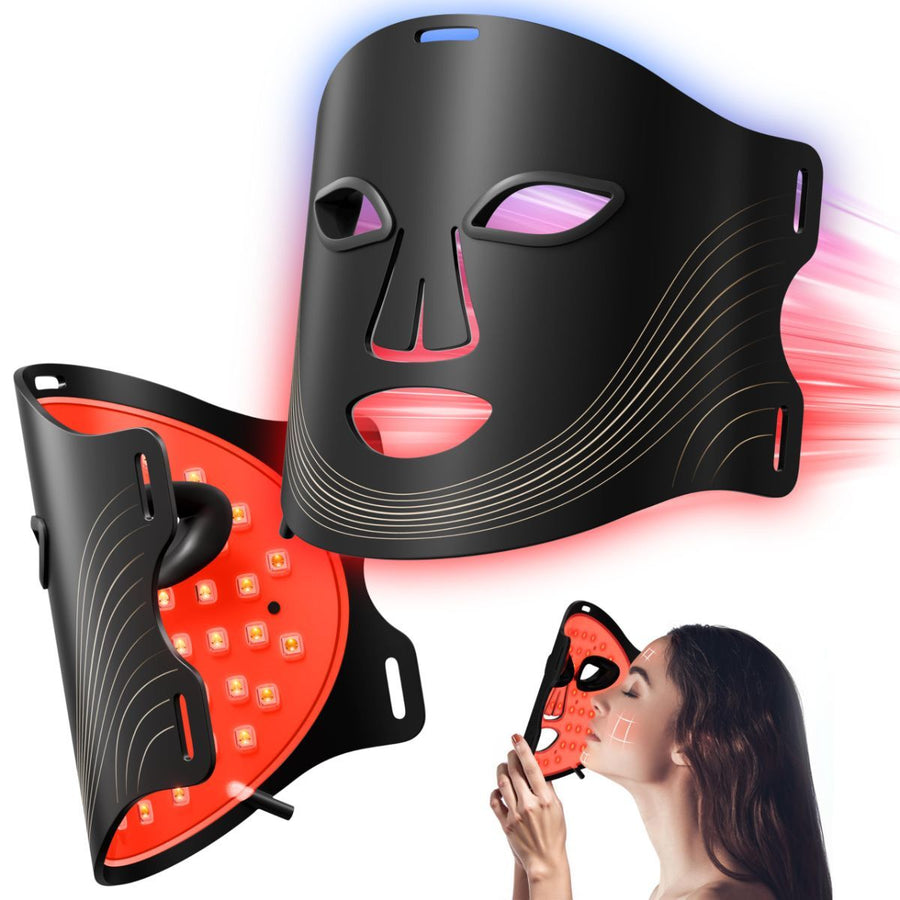 Red Light Therapy for Face, Red Light Therapy Mask, 7 Colors LED Facial Mask for Wrinkle Remove & Anti Aging, Skin Care Home Use, Black