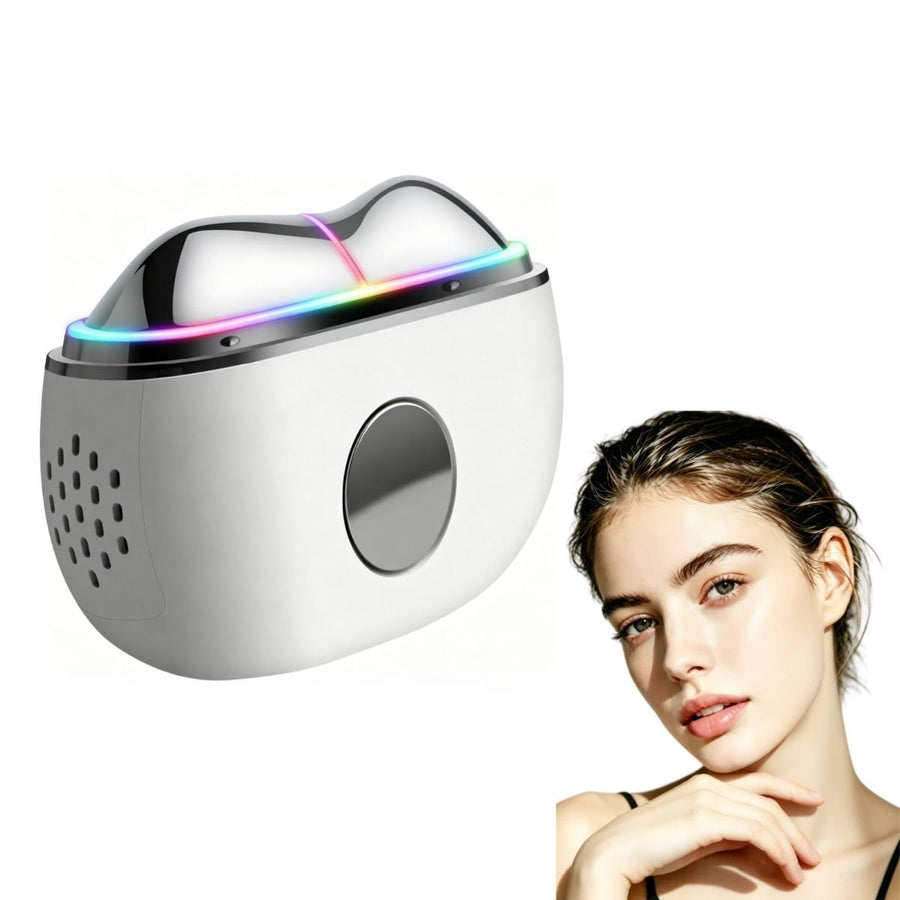 7-in-1 Red Light Facial Massager, Electric Gua Sha 7 Color LED Light Therapy for Face, Hot & Cold Facial Scraping Tool with Vibration, Pulse, Heated Lifting, Ice Roller