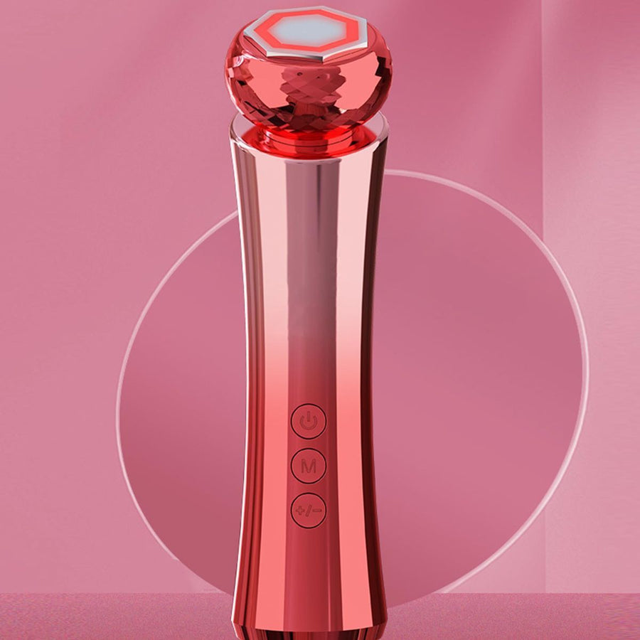 Mode Cooling and Warming Massage Tool with Silents Motor for Sensitives Skin and Tired Eye Relief Quiet Throb Massagers - Red - Size 15cm
