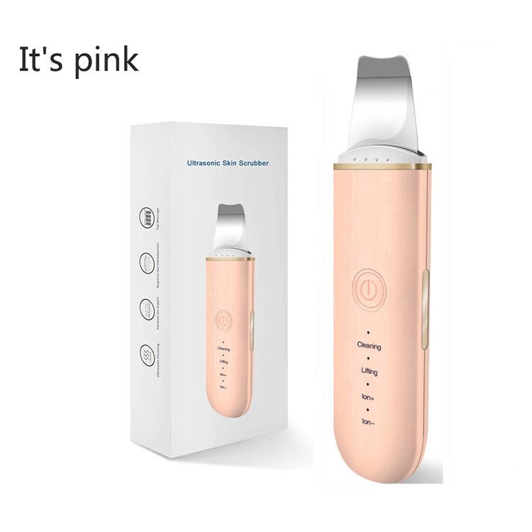 Skin Scrubber Face Skin Spatula Facial Scrubber Spatula for Deep Cleansing Blackhead Remover Pore Cleaner with 4 Modes - Pink - Size 172mm