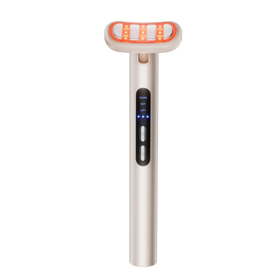 LED Facial Wand Neck Massager Red Light Therapy Beauty Device Skincare Tool - Beige - Size 167mm