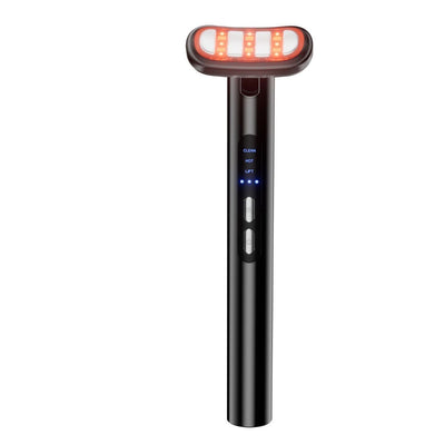 LED Facial Wand Neck Massager Red Light Therapy Beauty Device Skincare Tool - Black - Size 167mm