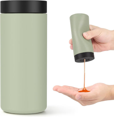 Silicone Dish Soap Dispenser, Reusable Dish Soap Bottle, Refillable Dish Soap Squeeze Bottle, 240ml/8oz Dishwashing Liquid Dispenser, Portable Hand Soap Bottle for Kitchen Sink - Light Green - Size 14cm