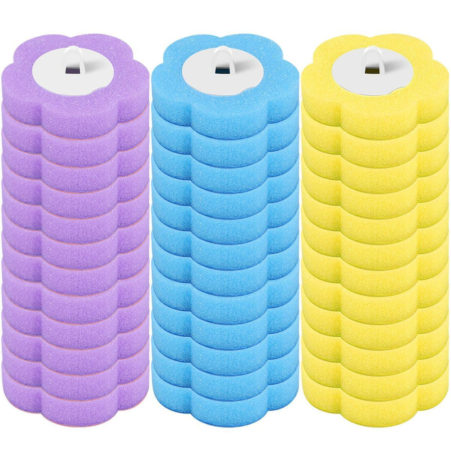 36 Pack Disposable Toilet Bowl Cleaner Wand Refills, 360° Sponge Replacement Heads for Wall Mounted Brush System, Hygienic Deep Cleaning Bathroom Scrubber Pads