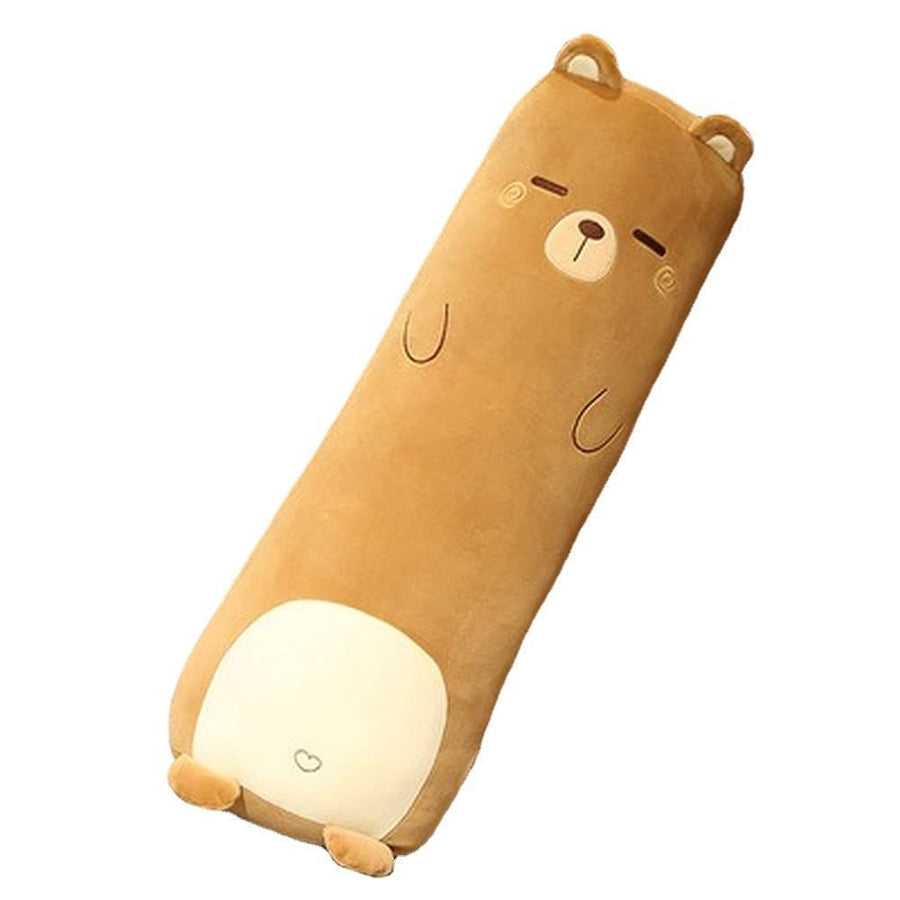 Long-Shaped Pillow Plush Pillow Hugging Pillow Soft Pillow Sleeping Pillow Gift - Brown - Size 33in