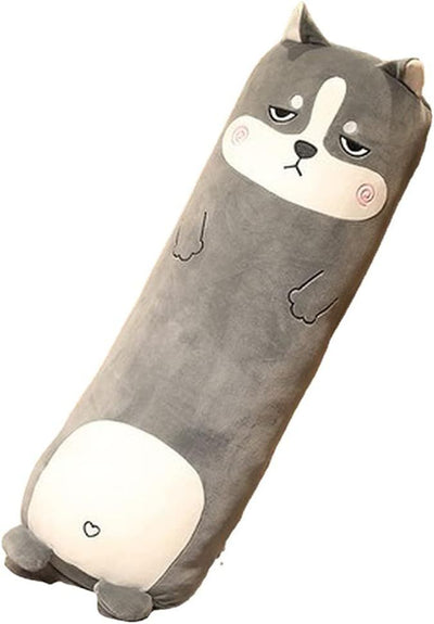 Long-Shaped Pillow Plush Pillow Hugging Pillow Soft Pillow Sleeping Pillow Gift - Gray - Size 33in