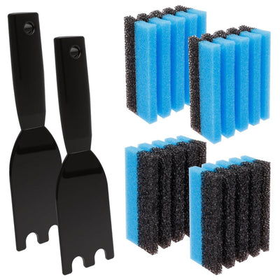 4-Pack Cleaning Sponge and 2-Pack Grill Scraper - Essential Grills Cleaning Kit for George Foreman & Most Grooved Indoor & Outdoor Grills and Sandwich Waffle Makers (6Pcs)