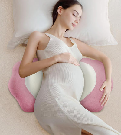 Pregnancy Pillows for Sleeping, Memory Foam Maternity Pillow Support for Back Belly HIPS, Adjustable Travel Wedge Pillow for Pregnant Women, Side Sleeping Pregnant Pillows with Velvet Cover - Pink - Size 31.5in*15in