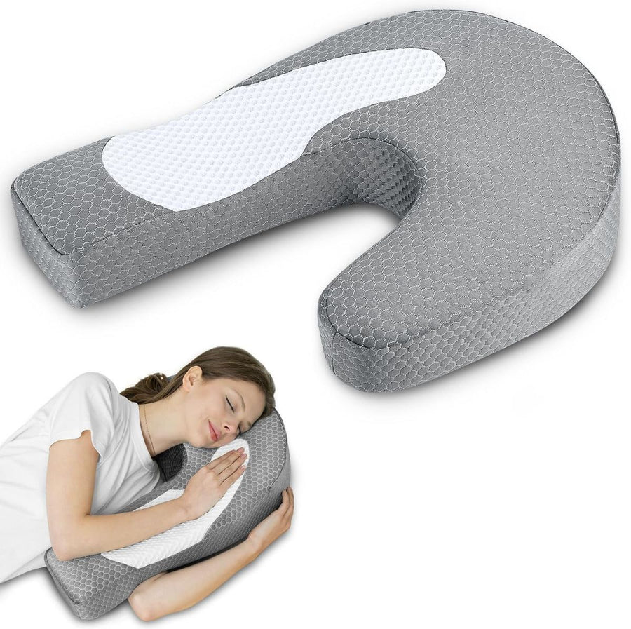 Side Sleeper Pillow with Arm Hole, Ergonomic Memory Foam Arm Pillow for Shoulder Comfort, Side Sleeping Support for Neck and Back, Removable Washable Cover, for Side  Sleepers - Gray - Size 58cm*43cm