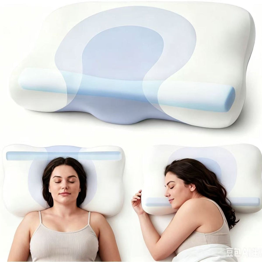 Cervical Neck Pillow - Memory Foam Pillows for Ergonomic Orthopedic Pillow for Neck Pain Relief, Double - Sided Design Shape Gently Cradles Head & Provides for Side & Back Sleepers
