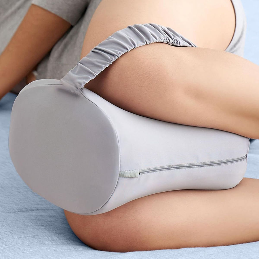 Knee Pillow for Side Sleepers, Memory Foam Leg Pillow with Adjustable & Detachable Strap, Ergonomic Support for Back, Hip, Knee, Sciatica Pain Relief - Gray - Size 30cm*21cm