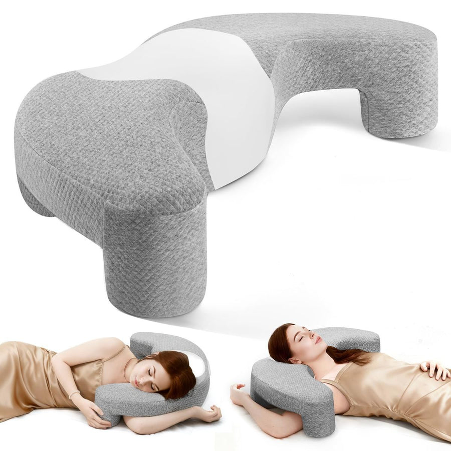 Side Sleeper Pillow with Arm Channel for Shoulder, Neck & Rotator Cuff Pain Relief, Memory Foam Cervical Neck Pillow Also Comfortable for Back Sleepers
