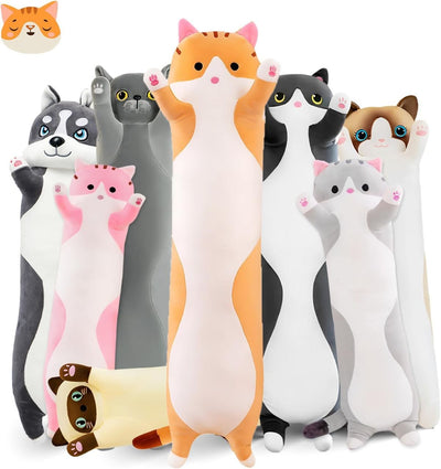 Long Cat Plush Pillow Cat Plush Toy PP Fabric Pillow Soft Cat Pillow Cat-Themed - Yellow - Size 59