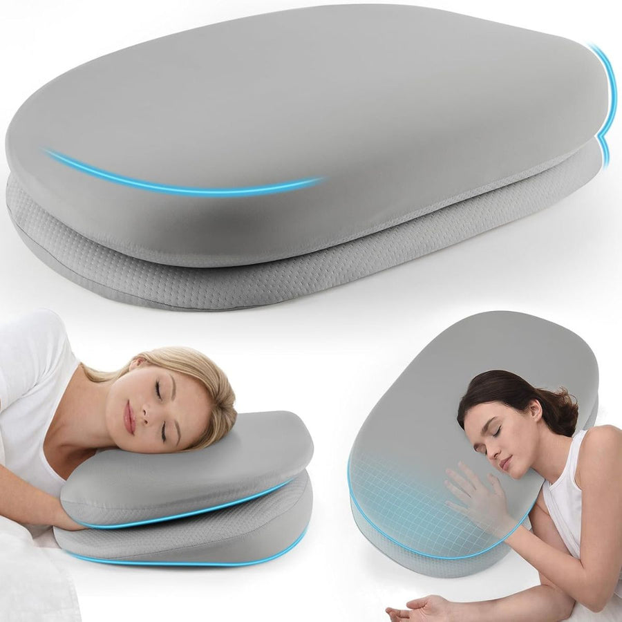 Cooling Memory Foam Pillow – 6-in-1 Adjustable Height & Firmness for All Sleep Positions (Gray)