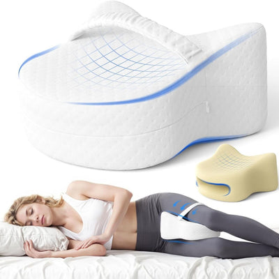Legacy Leg & Knee Foam Support Pillow for Side Sleepers Soothing Relief for Back, Hips, Knees, Joints, Nerves & Muscles - White - Size 25.5cm*23cm