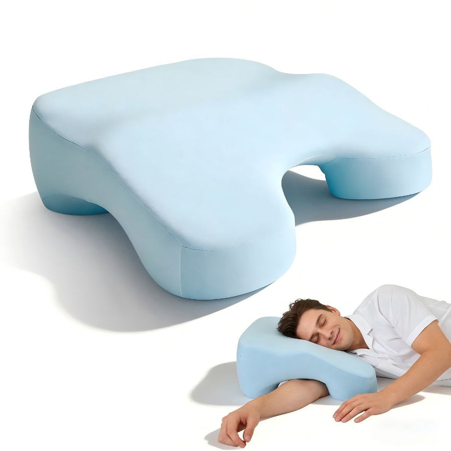 Side Sleeper Pillow for Adults with Arm Holes, Slow Rebound Memory Foam Arm Pillow for Comfortable Neck and Shoulder Support, Multi-Position Sleeping Pillow for Side Back Stomach Sleepers - Blue - Size 58cm*40cm*42cm