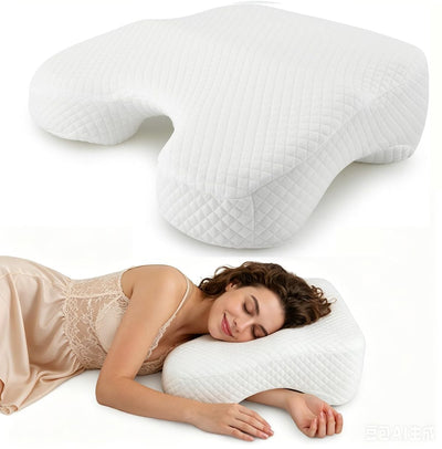 Side Sleeper Pillow for Adults with Arm Holes, Slow Rebound Memory Foam Arm Pillow for Comfortable Neck and Shoulder Support, Multi-Position Sleeping Pillow for Side Back Stomach Sleepers - White - Size 58cm*40cm*42cm