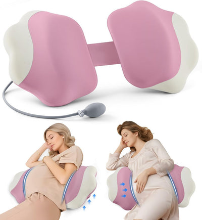 Pregnancy Pillows for Sleeping, Memory Foam Maternity Pillow Support for Back Belly HIPS, Adjustable Travel Wedge Pillow for Pregnant Women, Side Sleeping Pregnant Pillows with Cooling Pillowcase - Pink - Size 27.5in*15.7in