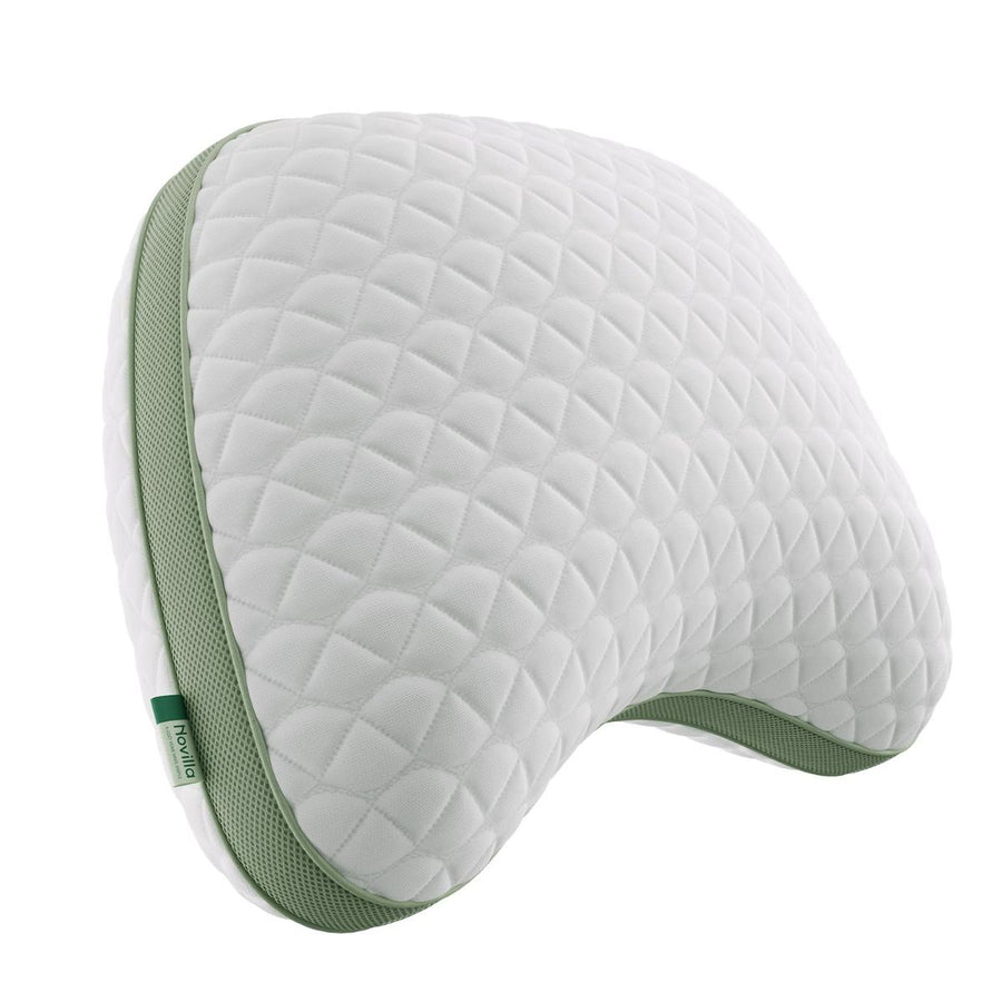 Tencel Side Sleeper Pillow for Neck and Shoulder Pain, Curved Crescent Design with Adjustable Shredded Memory Foam, Silk-Like Soft Cover for Face & Hair Care, Queen
