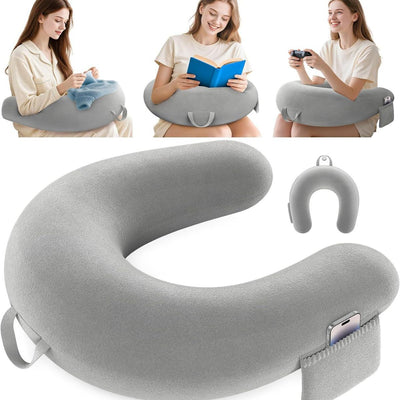 Reading Lap Pillow Ergonomic U Shape Cushion | Reading Pillow for Bed for Adults Elbow Rest Reduces Fatigue Desk Couch Floor Sofa Sitting Working Crocheting Writing - Gray - Size 40cm*34cm