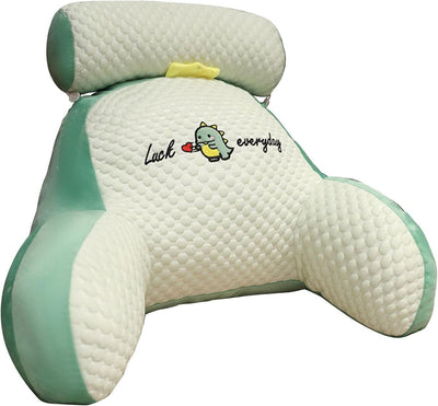Reading Pillow for Kid Or Adult Large Back Pillow for Sitting Up in Bed Detachable Neck Roll with Arms Large Bed Rest Pillow Back Pillow for Sitting in Bed Watching TV Reading - Green - Size 60*40CM
