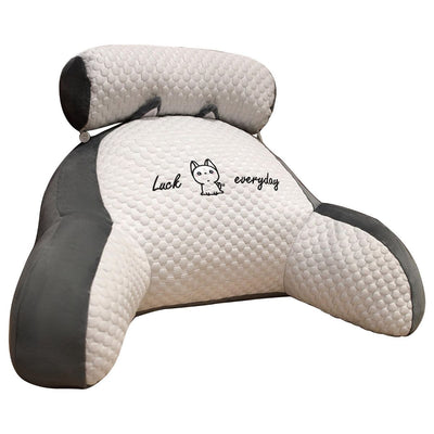 Reading Pillow for Kid Or Adult Large Back Pillow for Sitting Up in Bed Detachable Neck Roll with Arms Large Bed Rest Pillow Back Pillow for Sitting in Bed Watching TV Reading - Gray - Size 60*40CM