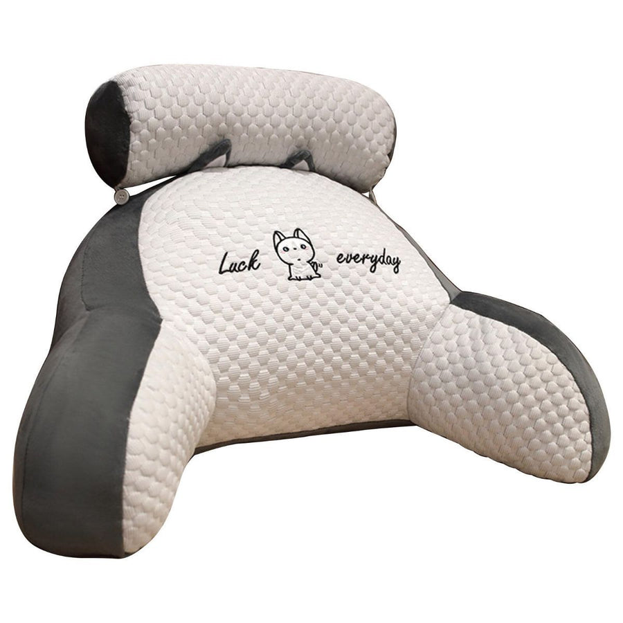 Reading Pillow for Kid Or Adult Large Back Pillow for Sitting Up in Bed Detachable Neck Roll with Arms Large Bed Rest Pillow Back Pillow for Sitting in Bed Watching TV Reading - Gray - Size 60*40CM
