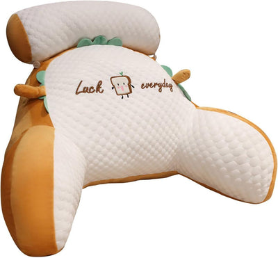 Reading Pillow for Kid Or Adult Large Back Pillow for Sitting Up in Bed Detachable Neck Roll with Arms Large Bed Rest Pillow Back Pillow for Sitting in Bed Watching TV Reading - Yellow - Size 70*50CM