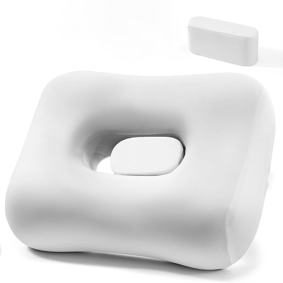 Side Sleeper Pillow - Face & Neck Relief, Dual-Mode 2-in-1, 60D Memory Foam, Dual-Height: 4" & 5", Cervical Support for Side Sleepers, Cooling Washable Cover - White - Size 60cm*38cm