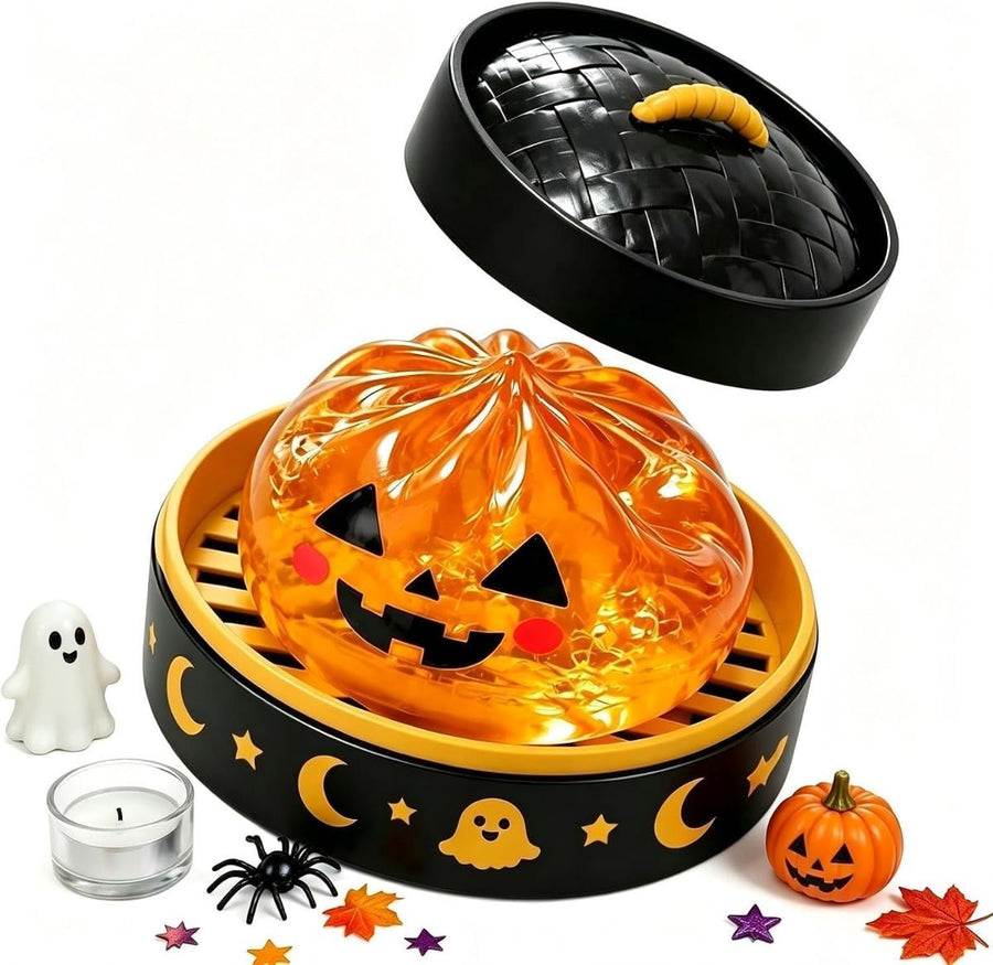Halloween Spooky Ghost Dumpling,Colorful Dumplings Stress Balls with Food Steamer (Orange)