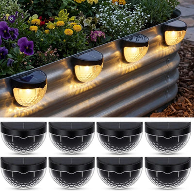 Raised Garden Bed Solar Lights Magnetic with Dusk to Dawn Sensors Wide Angle IPX4 Waterproof Solar Powered Lights Outdoor for Planter Raised Beds Garden Patio Yard Fence, Warm White - Black - Size 8 Pack