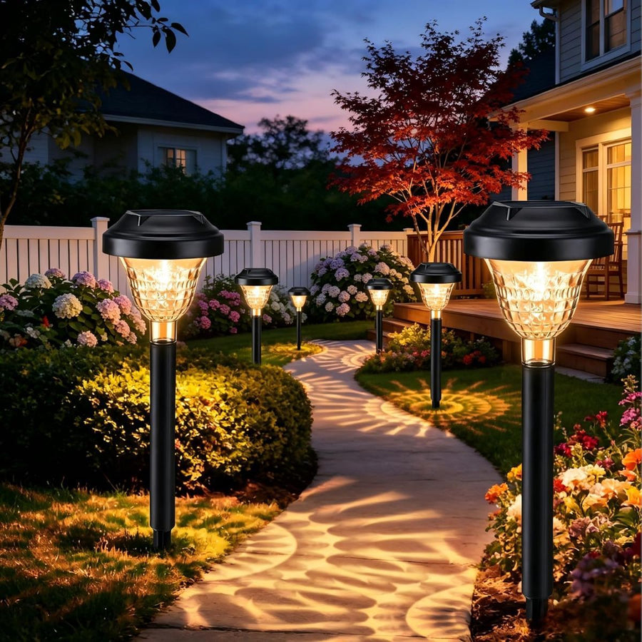 Solar Landscape Lights 4-Pack 10-LED Warm White Outdoor Lights Garden Lights - Warm White - Size 13.4in