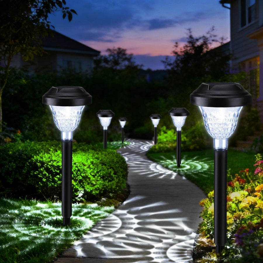 Solar Landscape Lights 4-Pack 10-LED Warm White Outdoor Lights Garden Lights - White - Size 13.4in