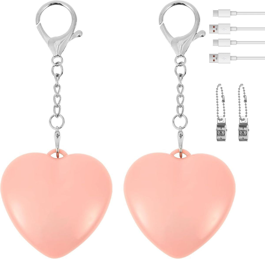 2Pcs Heart Purse Light - LED Automatic Sensor Handbag Lamp, Rechargeable Mini Bag Night Light for Women & Girls - Touch Activated Keychain Light for Totes, Backpacks, Travel Gifts - Pink - Size 5cm*6cm
