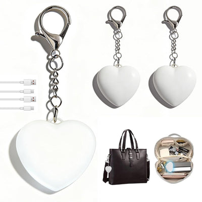 2Pcs Heart Purse Light - LED Automatic Sensor Handbag Lamp, Rechargeable Mini Bag Night Light for Women & Girls - Touch Activated Keychain Light for Totes, Backpacks, Travel Gifts - White - Size 5cm*6cm