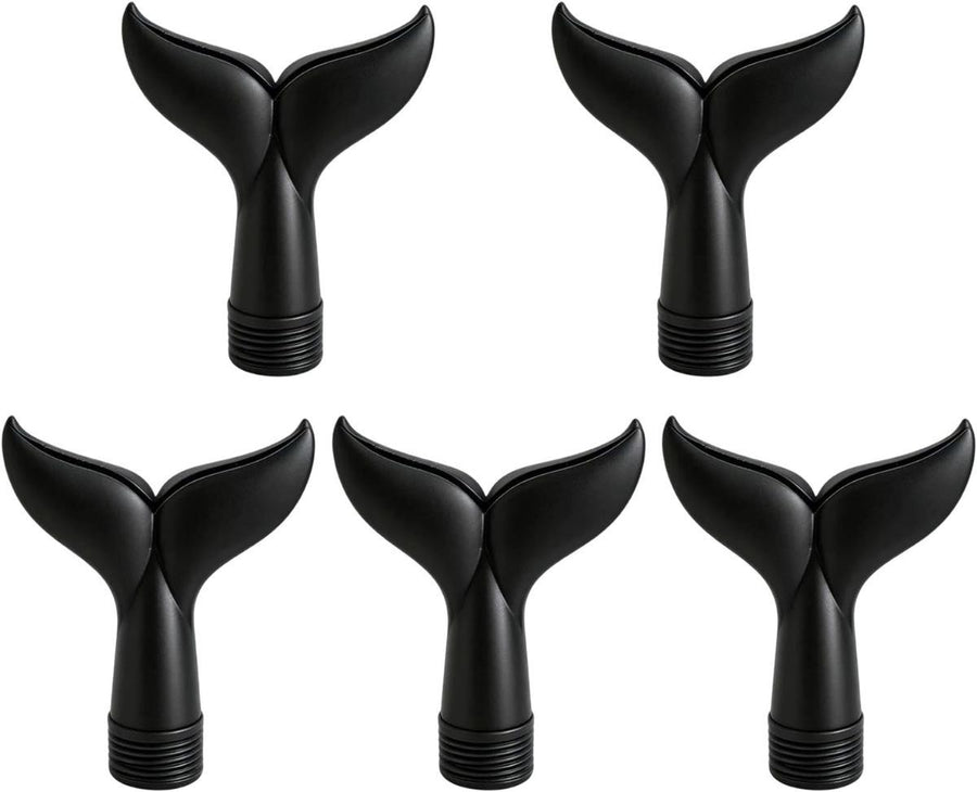 5-Piece Threaded Pool Fountain Nozzle Set for Water Feature Display, 5 Piece Fishtail Heads for Poolside Display Areas Pool Fountain Nozzle Fishtail Head Water Feature Decorative Backyard Threaded Head Set - Black - Size 95mm
