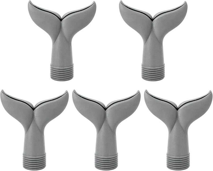 5-Piece Threaded Pool Fountain Nozzle Set for Water Feature Display, 5 Piece Fishtail Heads for Poolside Display Areas Pool Fountain Nozzle Fishtail Head Water Feature Decorative Backyard Threaded Head Set - Gray - Size 95mm