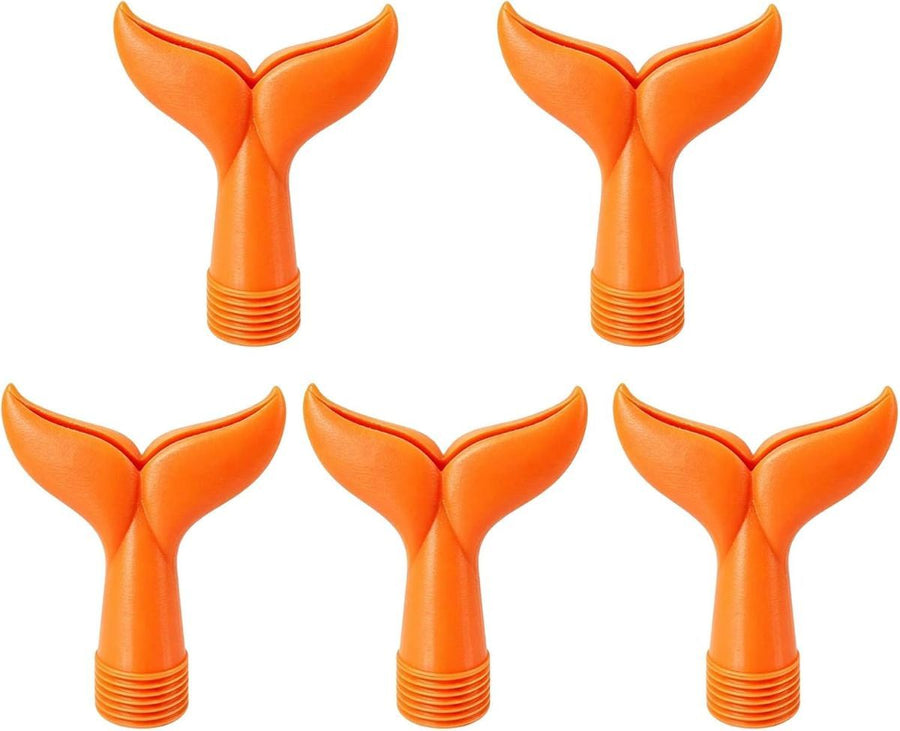 5-Piece Threaded Pool Fountain Nozzle Set for Water Feature Display, 5 Piece Fishtail Heads for Poolside Display Areas Pool Fountain Nozzle Fishtail Head Water Feature Decorative Backyard Threaded Head Set - Orange - Size 95mm