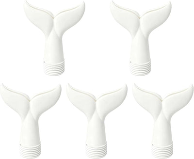 5-Piece Threaded Pool Fountain Nozzle Set for Water Feature Display, 5 Piece Fishtail Heads for Poolside Display Areas Pool Fountain Nozzle Fishtail Head Water Feature Decorative Backyard Threaded Head Set - White - Size 95mm