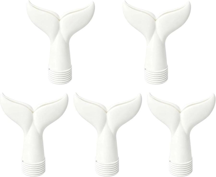 5-Piece Threaded Pool Fountain Nozzle Set for Water Feature Display, 5 Piece Fishtail Heads for Poolside Display Areas Pool Fountain Nozzle Fishtail Head Water Feature Decorative Backyard Threaded Head Set - White - Size 95mm